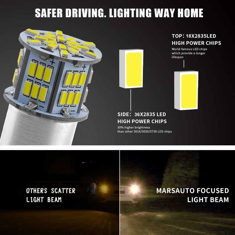 1156 54-SMD LED Bulb Pair – 6000K White Car Reverse & Turn Signal Light (9–14V, IP65, 1080LM)