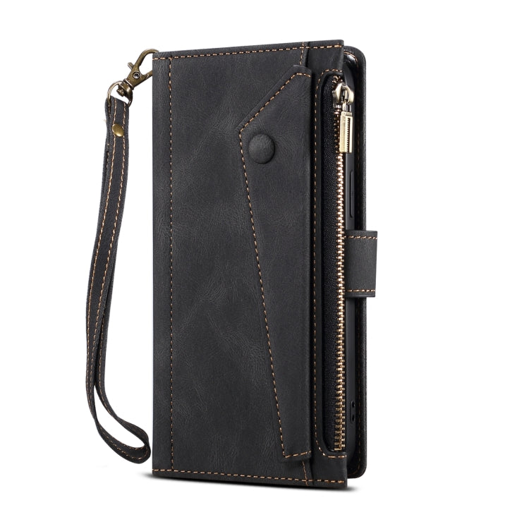 Retro Frosted Flip Leather Wallet Case with Card Slots & Holder for iPhone