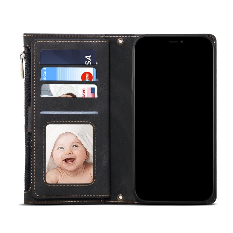 Retro Frosted Flip Leather Wallet Case with Card Slots & Holder for iPhone