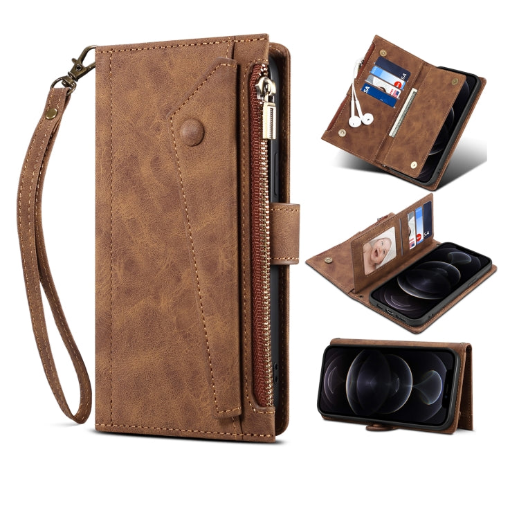 Retro Frosted Flip Leather Wallet Case with Card Slots & Holder for iPhone