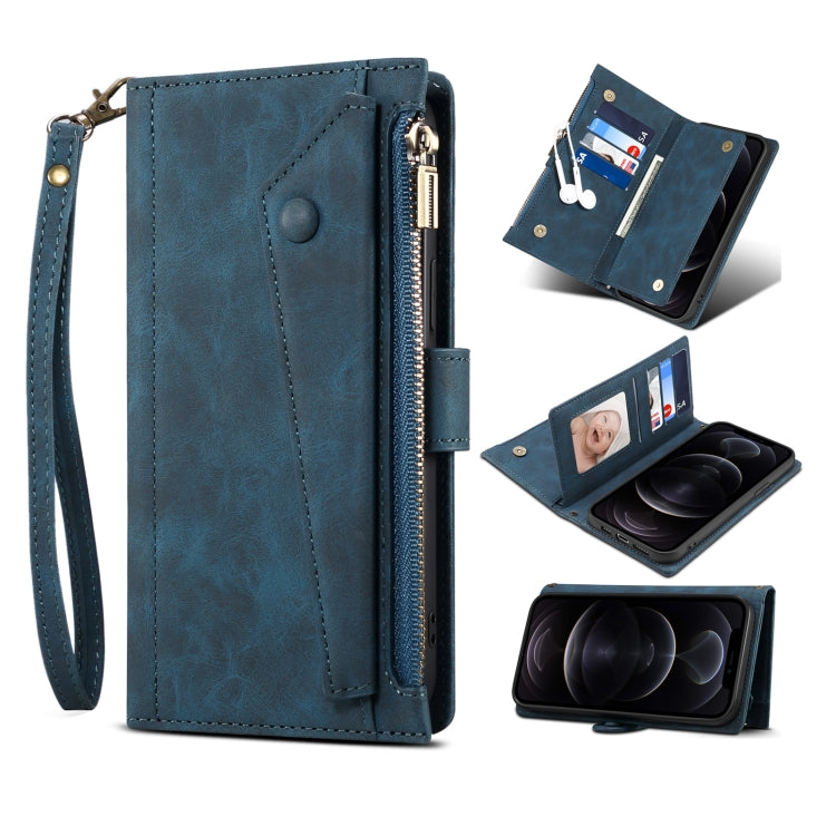 Retro Frosted Flip Leather Wallet Case with Card Slots & Holder for iPhone