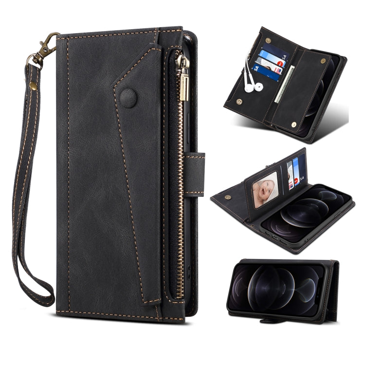 Retro Frosted Flip Leather Wallet Case with Card Slots & Holder for iPhone