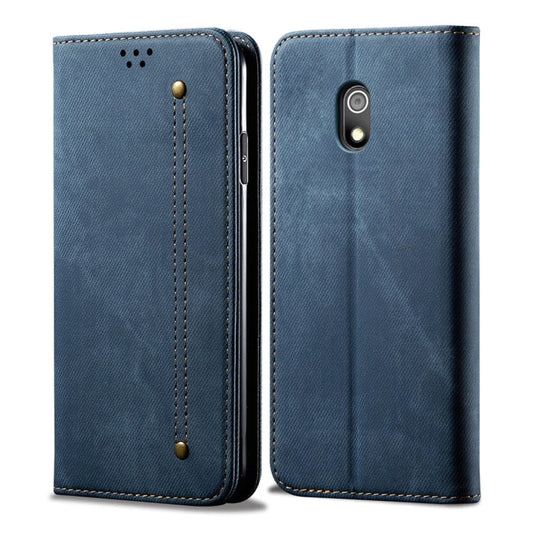 Funda de cuero con textura de mezclilla, estilo casual, con tapa horizontal, soporte, ranuras para tarjetas y cartera, para Xiaomi Redmi 8A, para Galaxy A10s