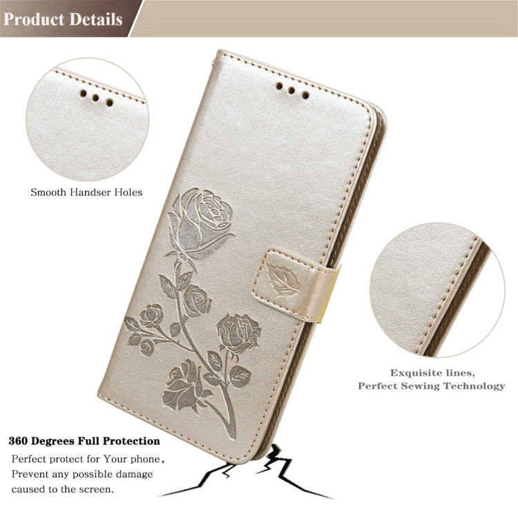 Rose Embossed Flip Wallet Case for iPhone 13 | iPhone 13 Pro | iPhone 13 Pro Max — Card Slots, Stand & PU Leather