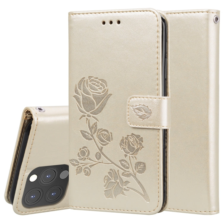 Rose Embossed Flip Wallet Case for iPhone 13 | iPhone 13 Pro | iPhone 13 Pro Max — Card Slots, Stand & PU Leather