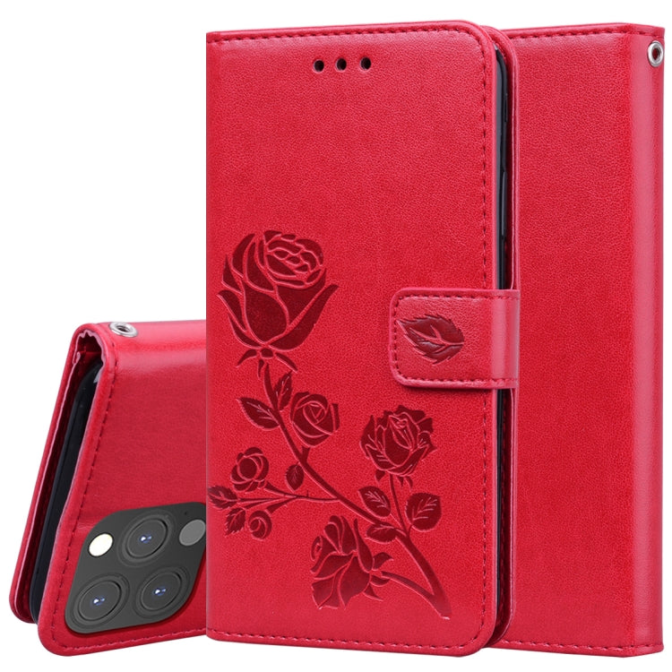 Rose Embossed Flip Wallet Case for iPhone 13 | iPhone 13 Pro | iPhone 13 Pro Max — Card Slots, Stand & PU Leather