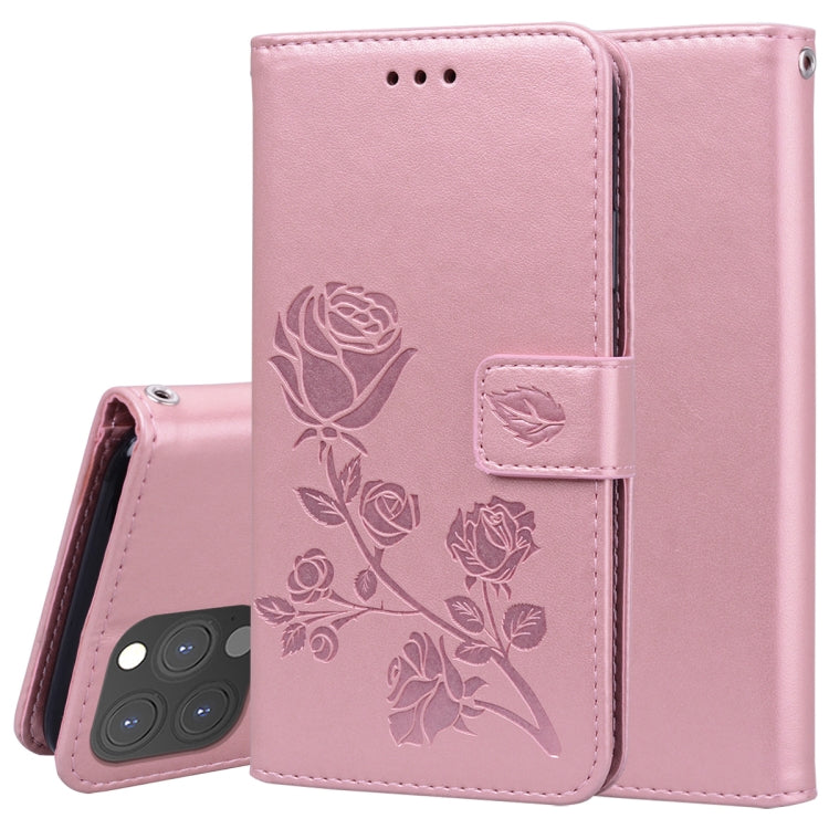 Rose Embossed Flip Wallet Case for iPhone 13 | iPhone 13 Pro | iPhone 13 Pro Max — Card Slots, Stand & PU Leather