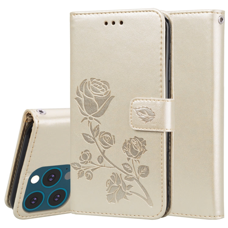 Rose Embossed Flip Wallet Case for iPhone 13 | iPhone 13 Pro | iPhone 13 Pro Max — Card Slots, Stand & PU Leather