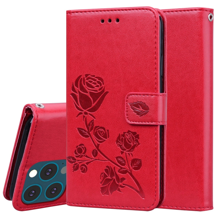 Rose Embossed Flip Wallet Case for iPhone 13 | iPhone 13 Pro | iPhone 13 Pro Max — Card Slots, Stand & PU Leather