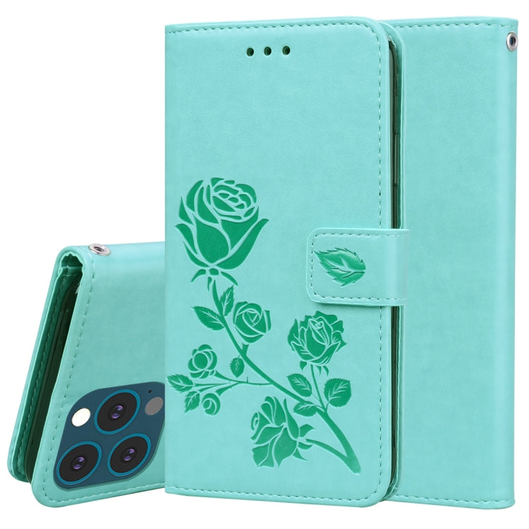 Rose Embossed Flip Wallet Case for iPhone 13 | iPhone 13 Pro | iPhone 13 Pro Max — Card Slots, Stand & PU Leather
