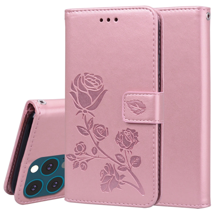 Rose Embossed Flip Wallet Case for iPhone 13 | iPhone 13 Pro | iPhone 13 Pro Max — Card Slots, Stand & PU Leather
