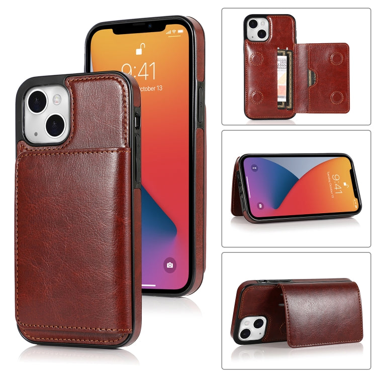 Shockproof PU & TPU iPhone 13 Case with Card Slots & Kickstand