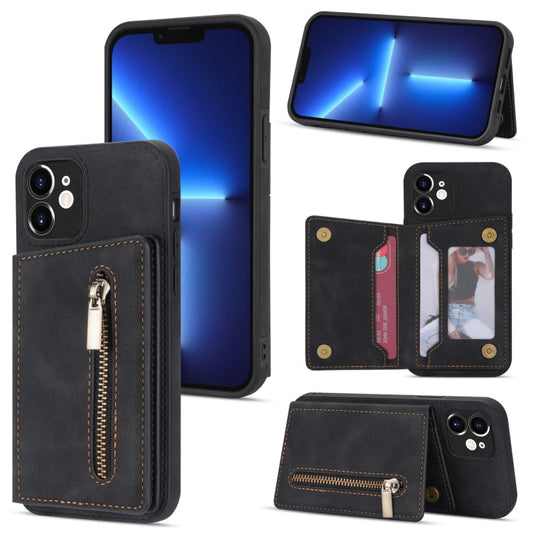 Estuche para teléfono con cremallera y tarjetero, para iPhone 12, para iPhone 12 Pro Max, para iPhone 11, para iPhone 11 Pro