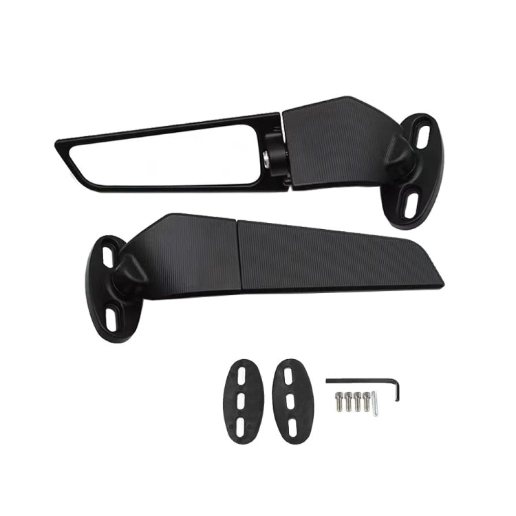 1 par de espejos retrovisores modificados para motocicleta, alerón de viento, espejos laterales giratorios ajustables