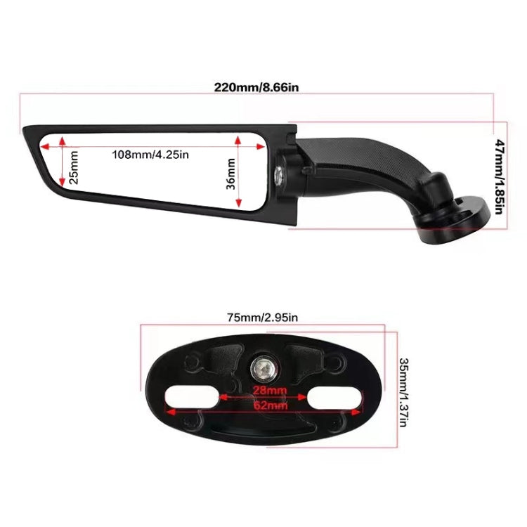 1 par de espejos retrovisores modificados para motocicleta, alerón de viento, espejos laterales giratorios ajustables