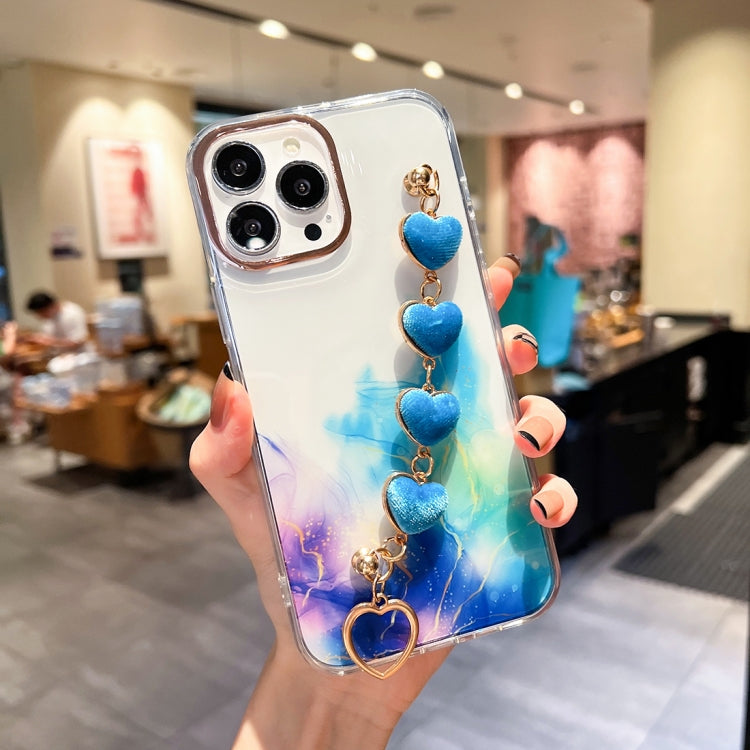 Gold Halo Marble Pattern iPhone Case with Bracelet Strap