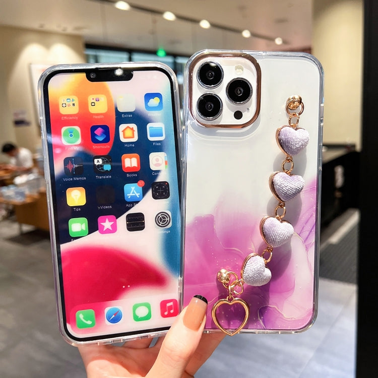 Gold Halo Marble Pattern iPhone Case with Bracelet Strap