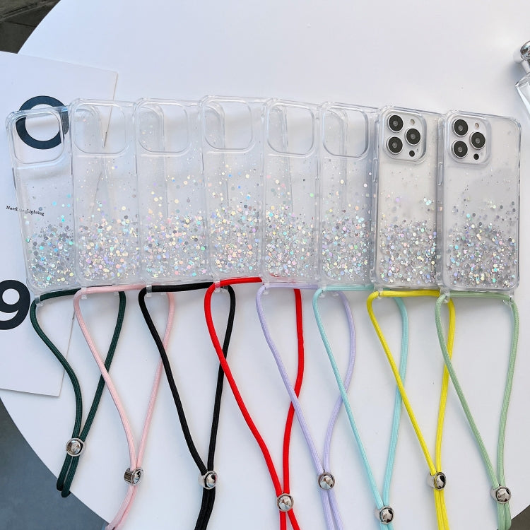 Glitter Epoxy Clear Phone Case with Lanyard for iPhone 13 Pro | iPhone 13 Pro Max | iPhone 12 Mini