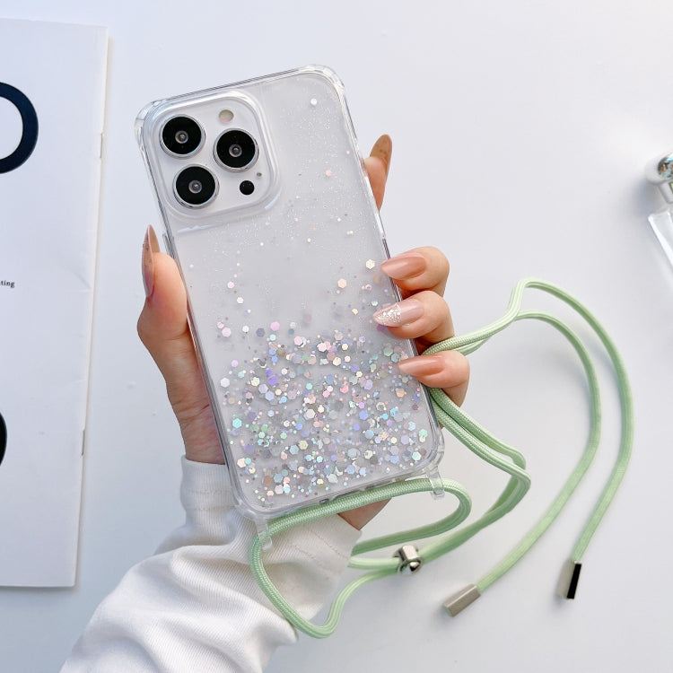 Glitter Epoxy Clear Phone Case with Lanyard for iPhone 13 Pro | iPhone 13 Pro Max | iPhone 12 Mini