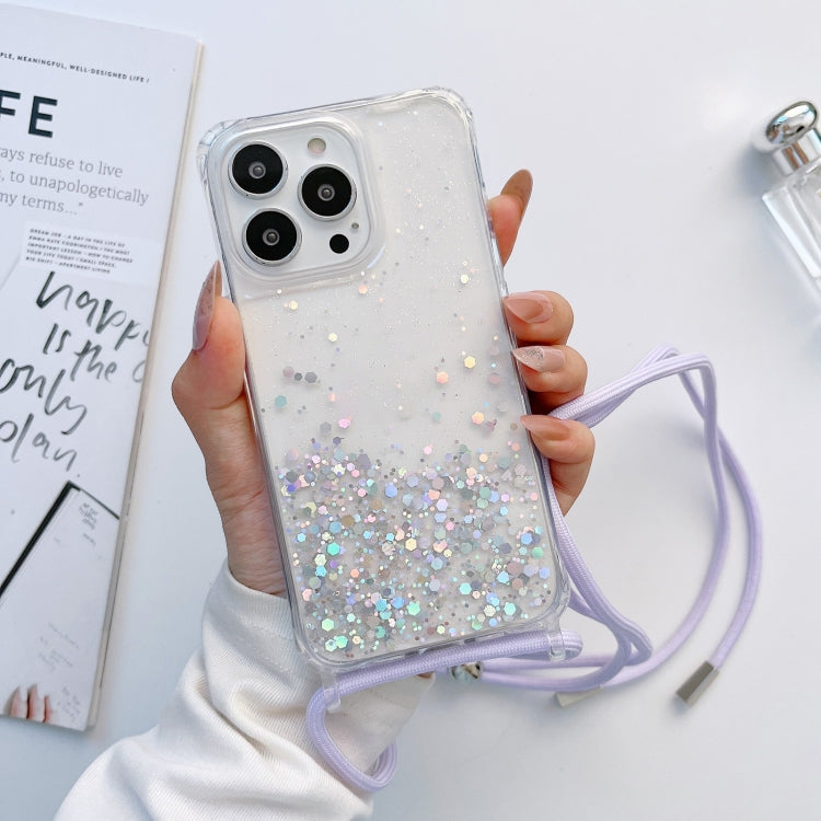 Glitter Epoxy Clear Phone Case with Lanyard for iPhone 13 Pro | iPhone 13 Pro Max | iPhone 12 Mini