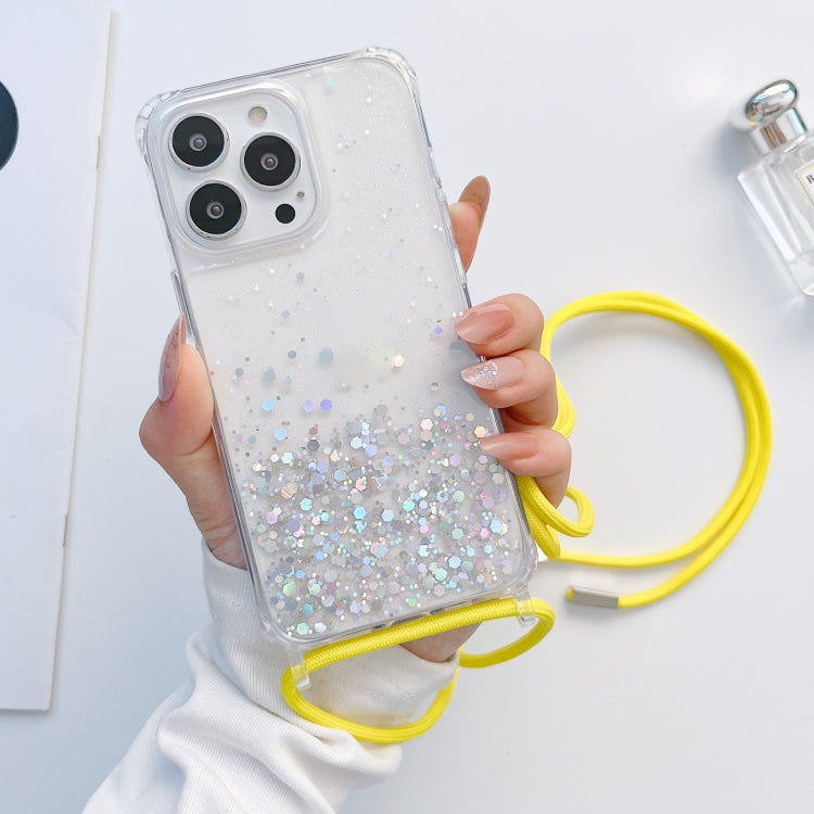 Glitter Epoxy Clear Phone Case with Lanyard for iPhone 13 Pro | iPhone 13 Pro Max | iPhone 12 Mini