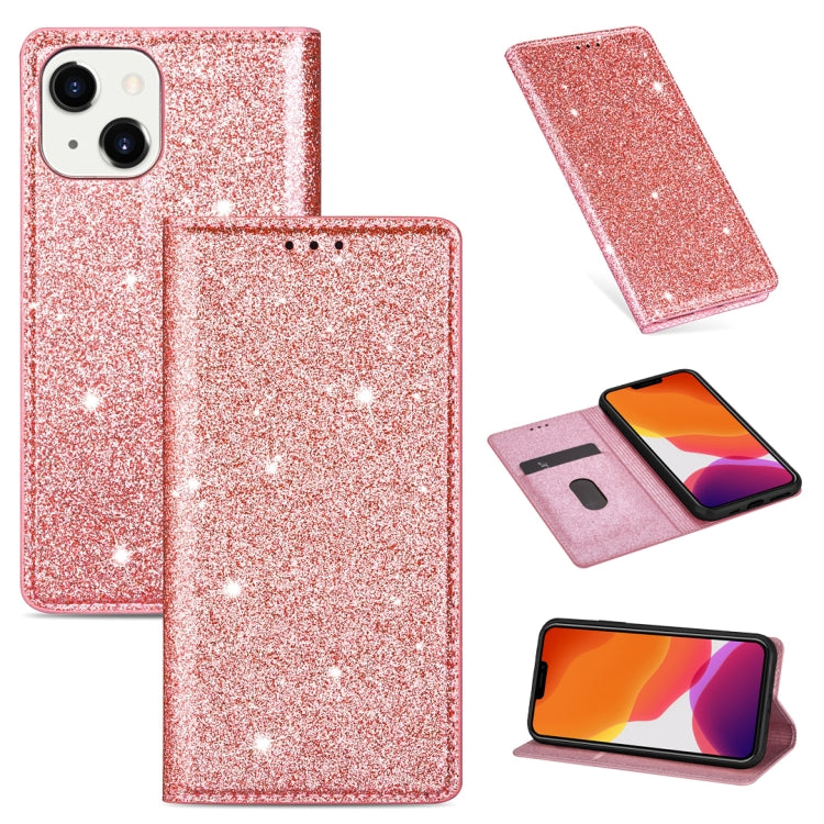 Ultradünne Glitzer Magnetische Horizontale Flip Lederhülle mit Halterung & Kartenfächern, Für iPhone 14, Für iPhone 14 Max, Für iPhone 14 Pro, Für iPhone 14 Pro Max