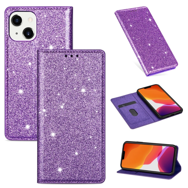 Ultradünne Glitzer Magnetische Horizontale Flip Lederhülle mit Halterung & Kartenfächern, Für iPhone 14, Für iPhone 14 Max, Für iPhone 14 Pro, Für iPhone 14 Pro Max