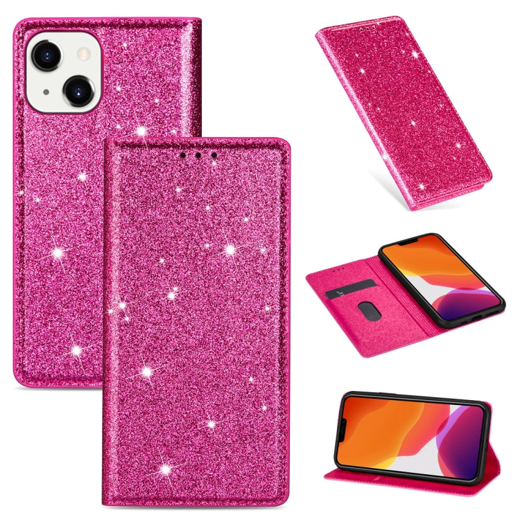 Ultradünne Glitzer Magnetische Horizontale Flip Lederhülle mit Halterung & Kartenfächern, Für iPhone 14, Für iPhone 14 Max, Für iPhone 14 Pro, Für iPhone 14 Pro Max