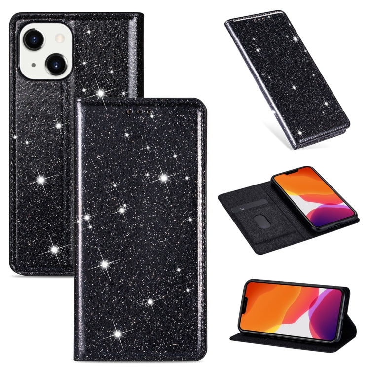 Ultradünne Glitzer Magnetische Horizontale Flip Lederhülle mit Halterung & Kartenfächern, Für iPhone 14, Für iPhone 14 Max, Für iPhone 14 Pro, Für iPhone 14 Pro Max