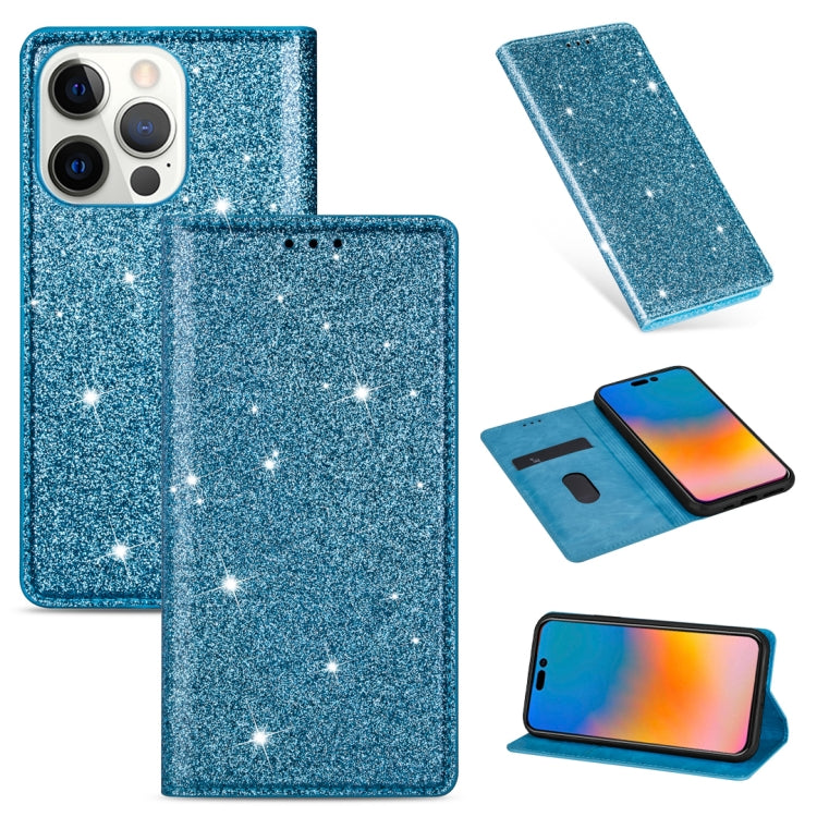 Ultradünne Glitzer Magnetische Horizontale Flip Lederhülle mit Halterung & Kartenfächern, Für iPhone 14, Für iPhone 14 Max, Für iPhone 14 Pro, Für iPhone 14 Pro Max
