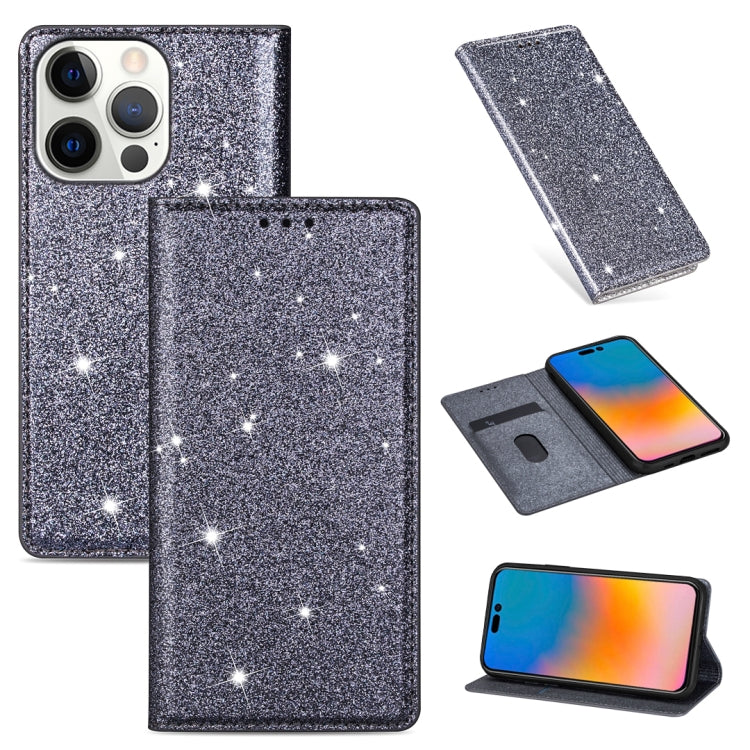 Ultradünne Glitzer Magnetische Horizontale Flip Lederhülle mit Halterung & Kartenfächern, Für iPhone 14, Für iPhone 14 Max, Für iPhone 14 Pro, Für iPhone 14 Pro Max
