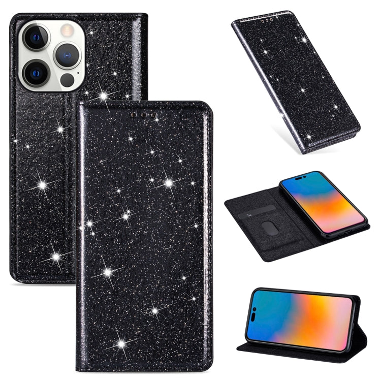Ultradünne Glitzer Magnetische Horizontale Flip Lederhülle mit Halterung & Kartenfächern, Für iPhone 14, Für iPhone 14 Max, Für iPhone 14 Pro, Für iPhone 14 Pro Max