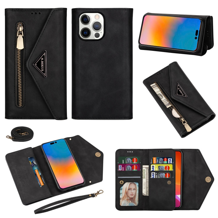 Zipper Wallet Leather Case for iPhone 14 / 14 Pro / 14 Pro Max – Skin-Feel Flip Cover