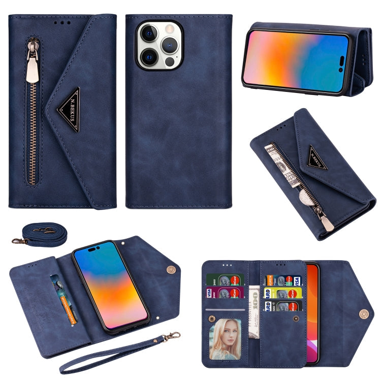 Zipper Wallet Leather Case for iPhone 14 / 14 Pro / 14 Pro Max – Skin-Feel Flip Cover