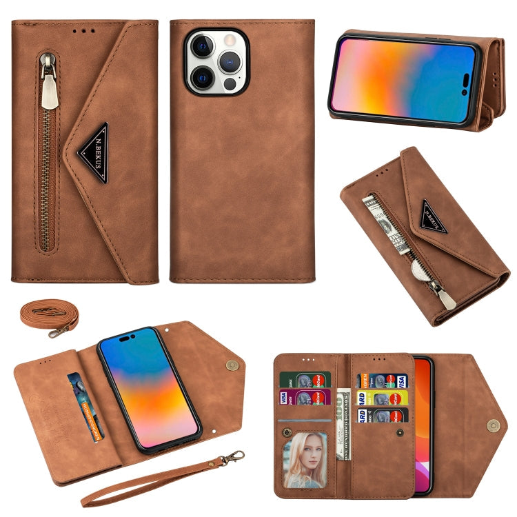 Zipper Wallet Leather Case for iPhone 14 / 14 Pro / 14 Pro Max – Skin-Feel Flip Cover
