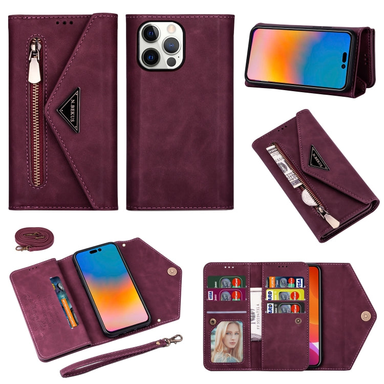 Zipper Wallet Leather Case for iPhone 14 / 14 Pro / 14 Pro Max – Skin-Feel Flip Cover