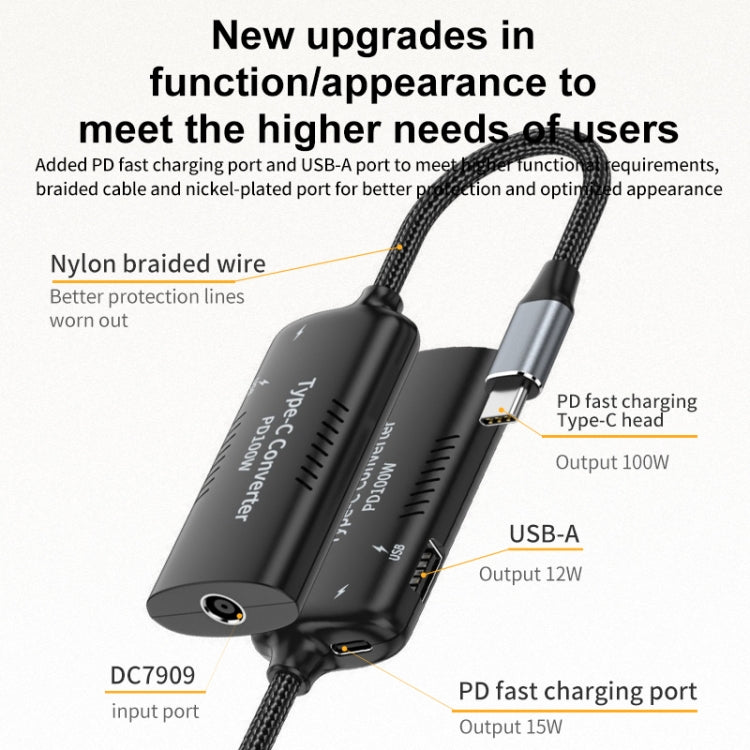 USB-C PD Multifunction Laptop Charging Adapter – 100W Power Delivery with Dual Output Ports