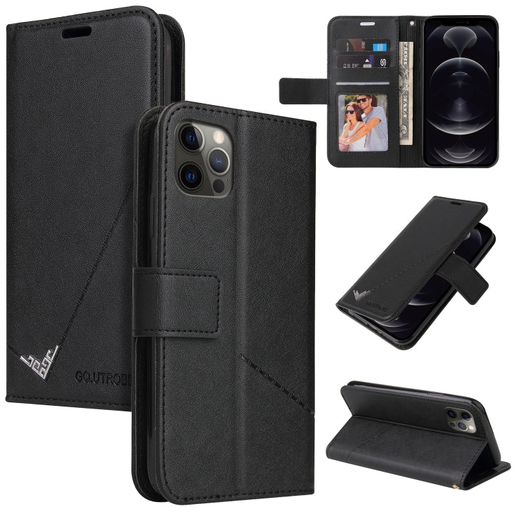 GQUTROBE Right Angle Leather Wallet Phone Case with Card Holder & Kickstand — iPhone 11, 12 Mini, 12 Pro, 12 Pro Max