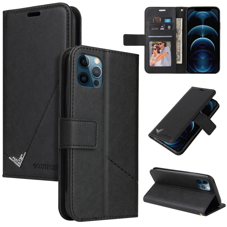 GQUTROBE Right Angle Leather Wallet Phone Case with Card Holder & Kickstand — iPhone 11, 12 Mini, 12 Pro, 12 Pro Max