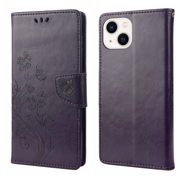 Schmetterlingsblumenmuster Flip-Leder-Handyhülle, für iPhone 14, für iPhone 14 Plus, für iPhone 14 Pro