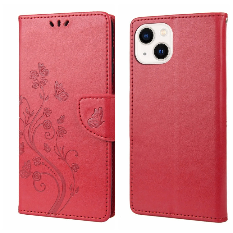 Schmetterlingsblumenmuster Flip-Leder-Handyhülle, für iPhone 14, für iPhone 14 Plus, für iPhone 14 Pro