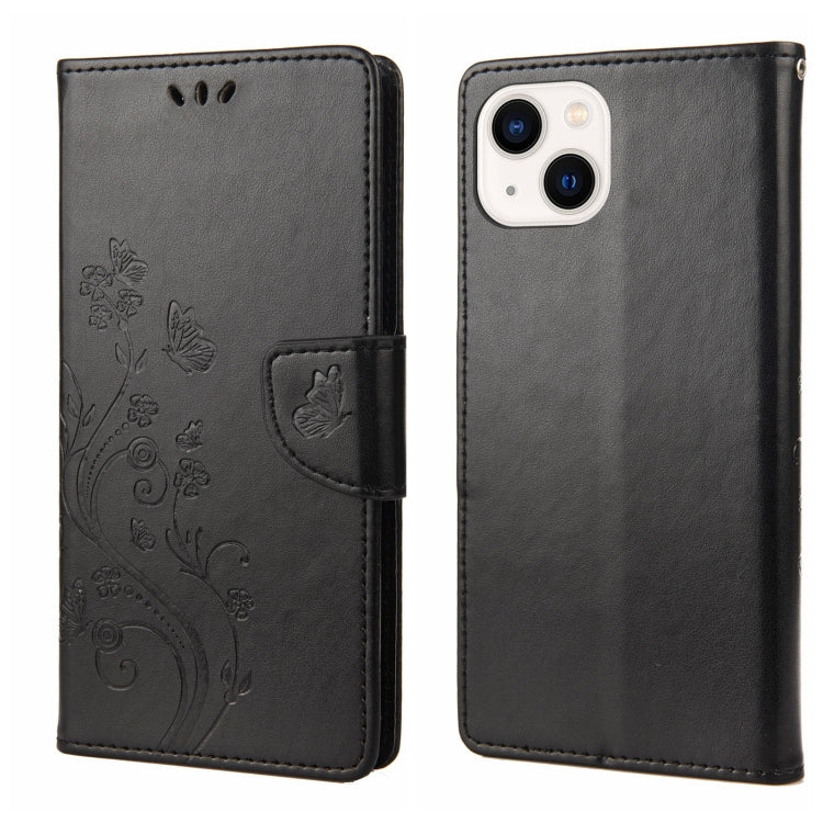 Schmetterlingsblumenmuster Flip-Leder-Handyhülle, für iPhone 14, für iPhone 14 Plus, für iPhone 14 Pro