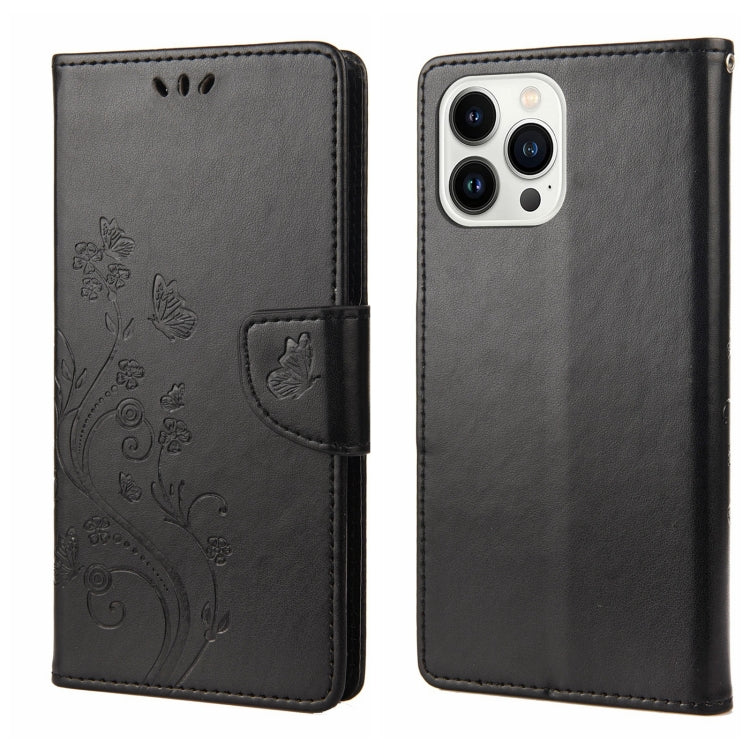 Schmetterlingsblumenmuster Flip-Leder-Handyhülle, für iPhone 14, für iPhone 14 Plus, für iPhone 14 Pro