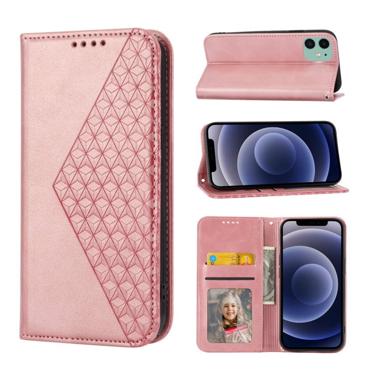 Handyhülle aus Leder mit Würfelgitter-Kalbstextur und Magnetverschluss, für iPhone 12 mini, für iPhone 12 / 12 Pro, für iPhone 12 Pro Max, für iPhone 11