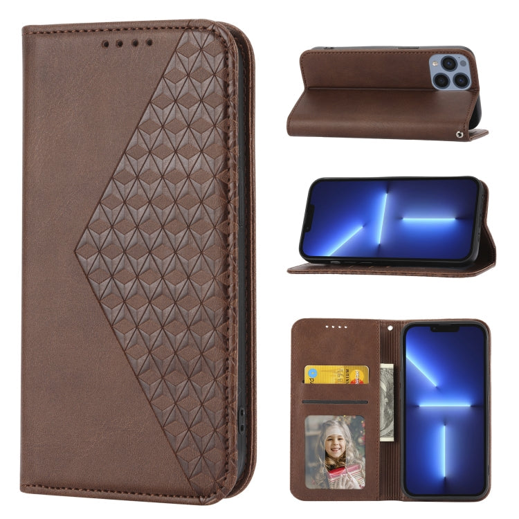 Handyhülle aus Leder mit Würfelgitter-Kalbstextur und Magnetverschluss, für iPhone 12 mini, für iPhone 12 / 12 Pro, für iPhone 12 Pro Max, für iPhone 11