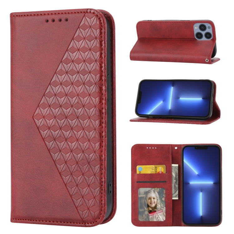 Handyhülle aus Leder mit Würfelgitter-Kalbstextur und Magnetverschluss, für iPhone 12 mini, für iPhone 12 / 12 Pro, für iPhone 12 Pro Max, für iPhone 11