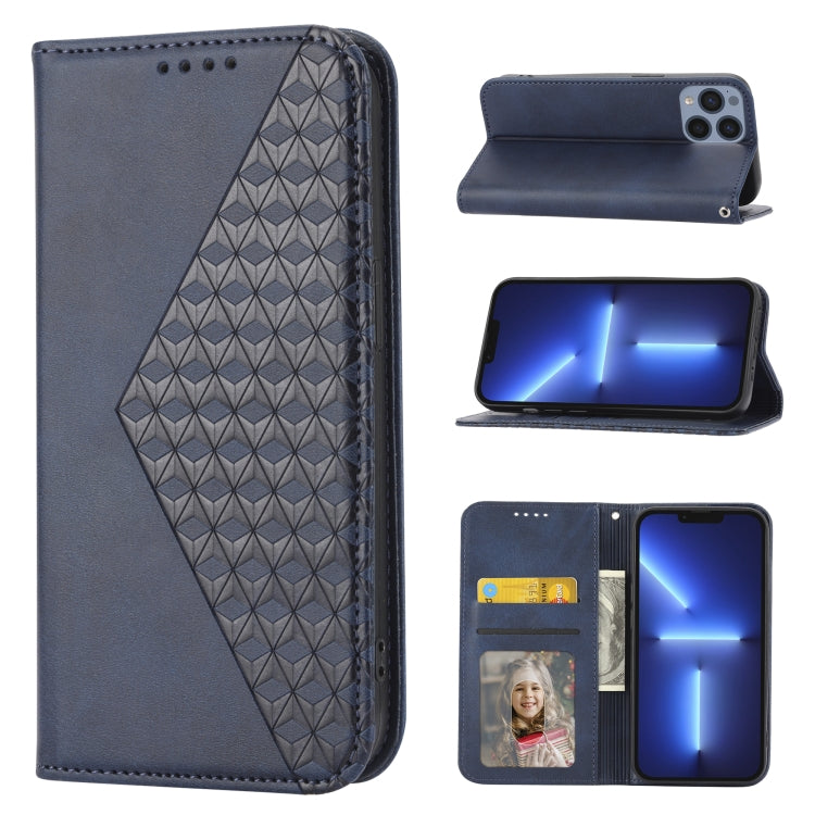 Handyhülle aus Leder mit Würfelgitter-Kalbstextur und Magnetverschluss, für iPhone 12 mini, für iPhone 12 / 12 Pro, für iPhone 12 Pro Max, für iPhone 11