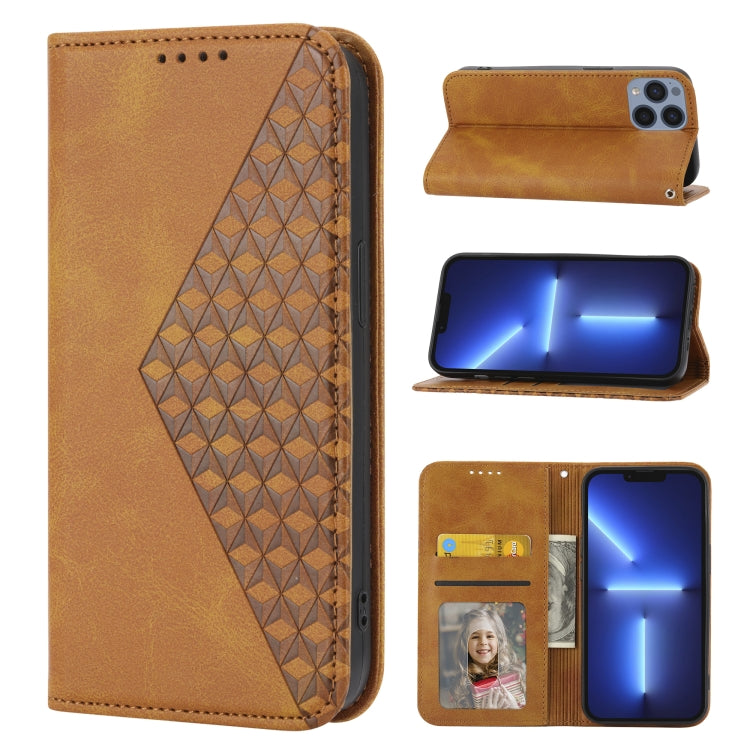 Handyhülle aus Leder mit Würfelgitter-Kalbstextur und Magnetverschluss, für iPhone 12 mini, für iPhone 12 / 12 Pro, für iPhone 12 Pro Max, für iPhone 11