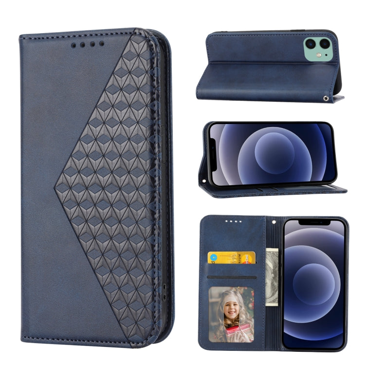 Handyhülle aus Leder mit Würfelgitter-Kalbstextur und Magnetverschluss, für iPhone 12 mini, für iPhone 12 / 12 Pro, für iPhone 12 Pro Max, für iPhone 11