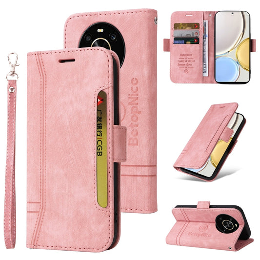 BETOPNICE Dual-Side Buckle Leather Wallet Phone Case with Kickstand & Wrist Strap